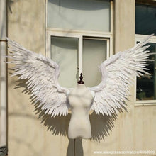 Load image into Gallery viewer, High quality Angel wings for Model stage show Anime night dance Natural black gold feather devil wings free shipping