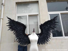 Load image into Gallery viewer, High quality Angel wings for Model stage show Anime night dance Natural black gold feather devil wings free shipping