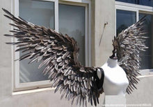 Load image into Gallery viewer, High quality Angel wings for Model stage show Anime night dance Natural black gold feather devil wings free shipping